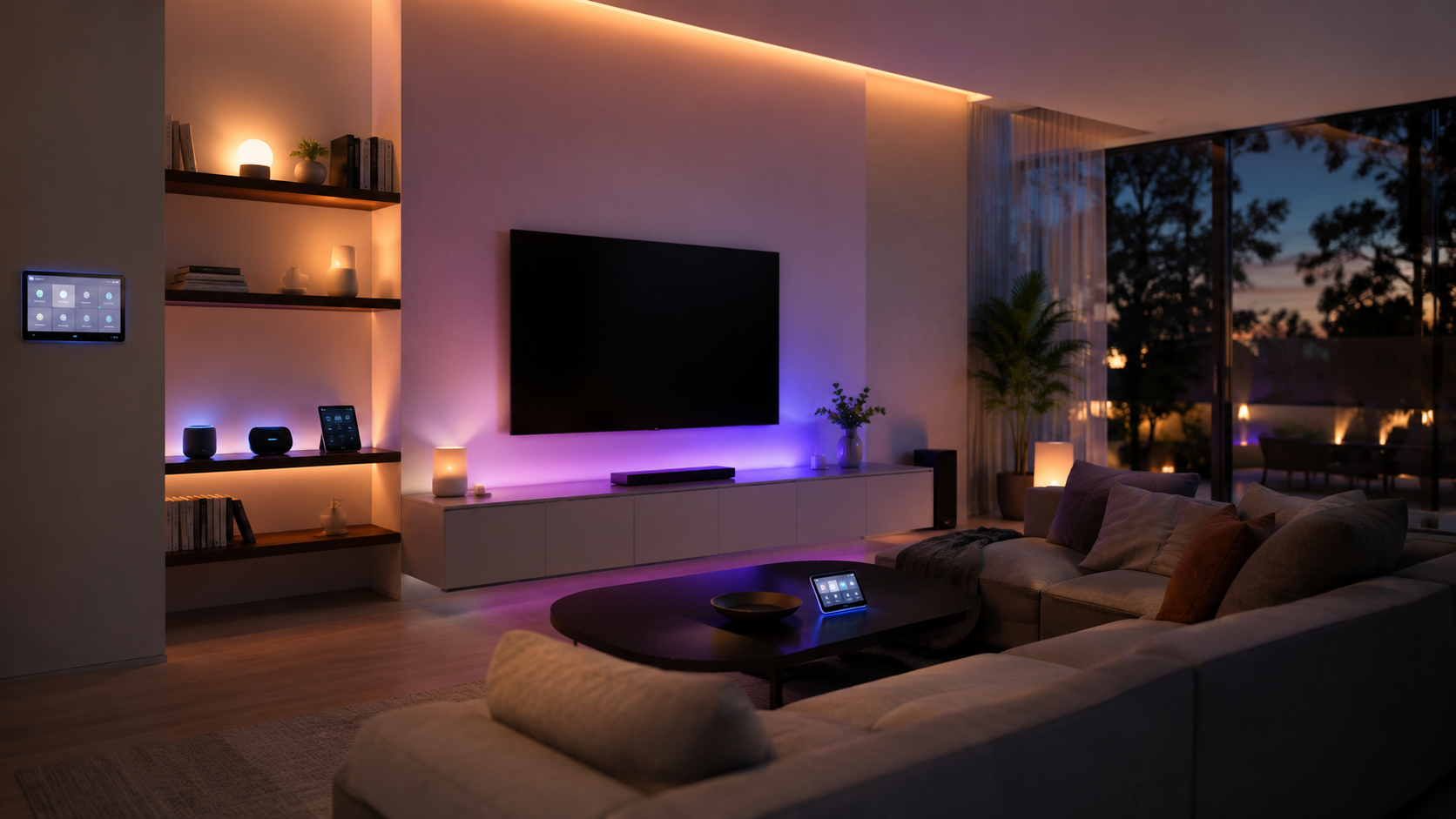 Modern home with smart devices connected